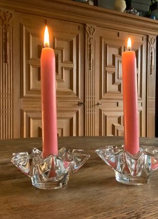 Duo de bougeoirs en verre – forme étoile – parfait état, marque: Vintage Boutique, état: Neuf sans étiquette, 8,00 €, 9,10 € Protection acheteurs incluse
