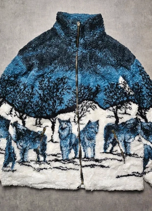 Veste polaire crazy fleece motif loup forêt bleu et blanc taille xxl femme ls33,14, marca: Vintage Dressing, estado: Muito bom, tamanho: XXL / 44 / 16, €29.90, €32.10 inclui Proteção do Comprador