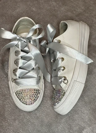 Custom Sparkly White Converse All Star Trainers, UK Size 4, brand: Converse, condition: Good, size: 4, £18.50, £20.13 includes Buyer Protection