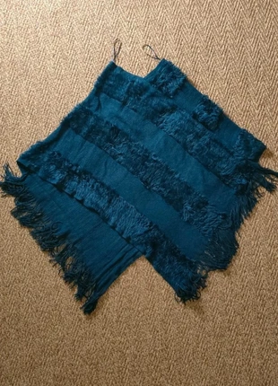 Poncho bleu à franges Zamba, marca: Zamba, estado: Muito bom, tamanho: Tamanho único, €5.00, €5.95 inclui Proteção do Comprador