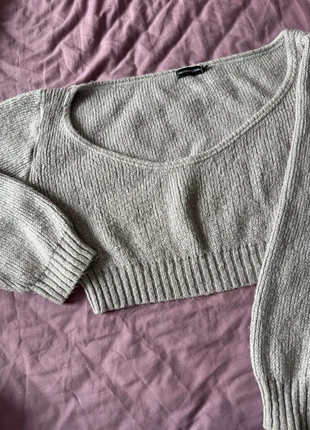 Pretty Little Thing Grey Cropped Off The Shoulder Sweater / Size S, brand: PrettyLittleThing, condition: Very good, size: S / UK 8-10, £8.95, £10.10 includes Buyer Protection