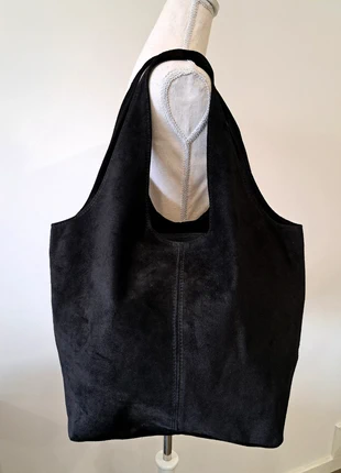 Carteira shopper em pele preta com 2 alças Borse in Pelle, marca: Borse in Pelle, estado: Novo sem etiquetas, €44.50, €47.43 inclui Proteção do Comprador