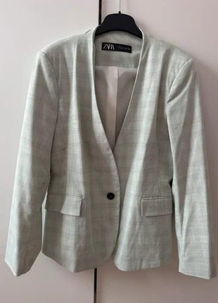 Zara Cropped Blazer Jacket – Mint Striped & Checked – Size 44 – New, merk: Zara, staat: Nieuw zonder prijskaartje, maat: XXL / 44 / 16, € 25,00, € 26,95 inclusief Kopersbescherming