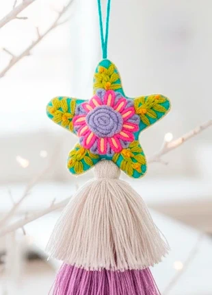 🧶 Handmade Mexican Wool Star Ornament – Colorful Rococo Folk Embroidery, marque: Les Pépites de Luline, état: Neuf sans étiquette, 30,00 €, 32,20 € Protection acheteurs incluse