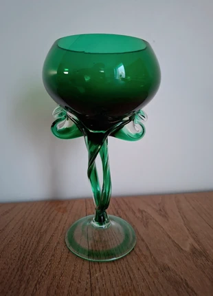 Coupe vintage verte en verre soufflé torsadé années 1960-1970, marque: Vintage, état: Très bon état, 10,00 €, 11,20 € Protection acheteurs incluse