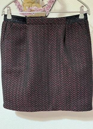 🎀 Mini-jupe festive T.38 bordeaux/noir 🎀, marca: Boutique Parisienne, estado: Muito bom, tamanho: M / 38 / 10, €4.00, €4.90 inclui Proteção do Comprador