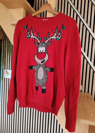 Pull de Noël rouge – Taille S – Renne en relief, marque: JBC, état: Très bon état, taille: S, 10,00 €, 11,20 € Protection acheteurs incluse