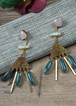 Superbe boucles d’oreilles quartz et Biwa, état: Très bon état, 16,00 €, 17,50 € Protection acheteurs (Pro) incluse