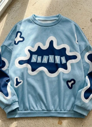 Sweat bleu imprimé graphique, brand: Cloud District, condition: Very good, size: M, €52.90, €56.25 includes Buyer Protection