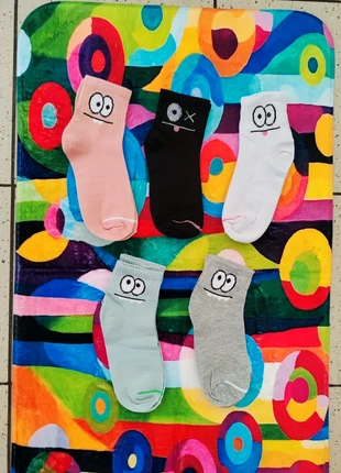 Chaussettes originales avec visage – lot multicolore tendance, condition: New without tags, size: M | 39–42, €6.10, €7.11 includes Buyer Protection