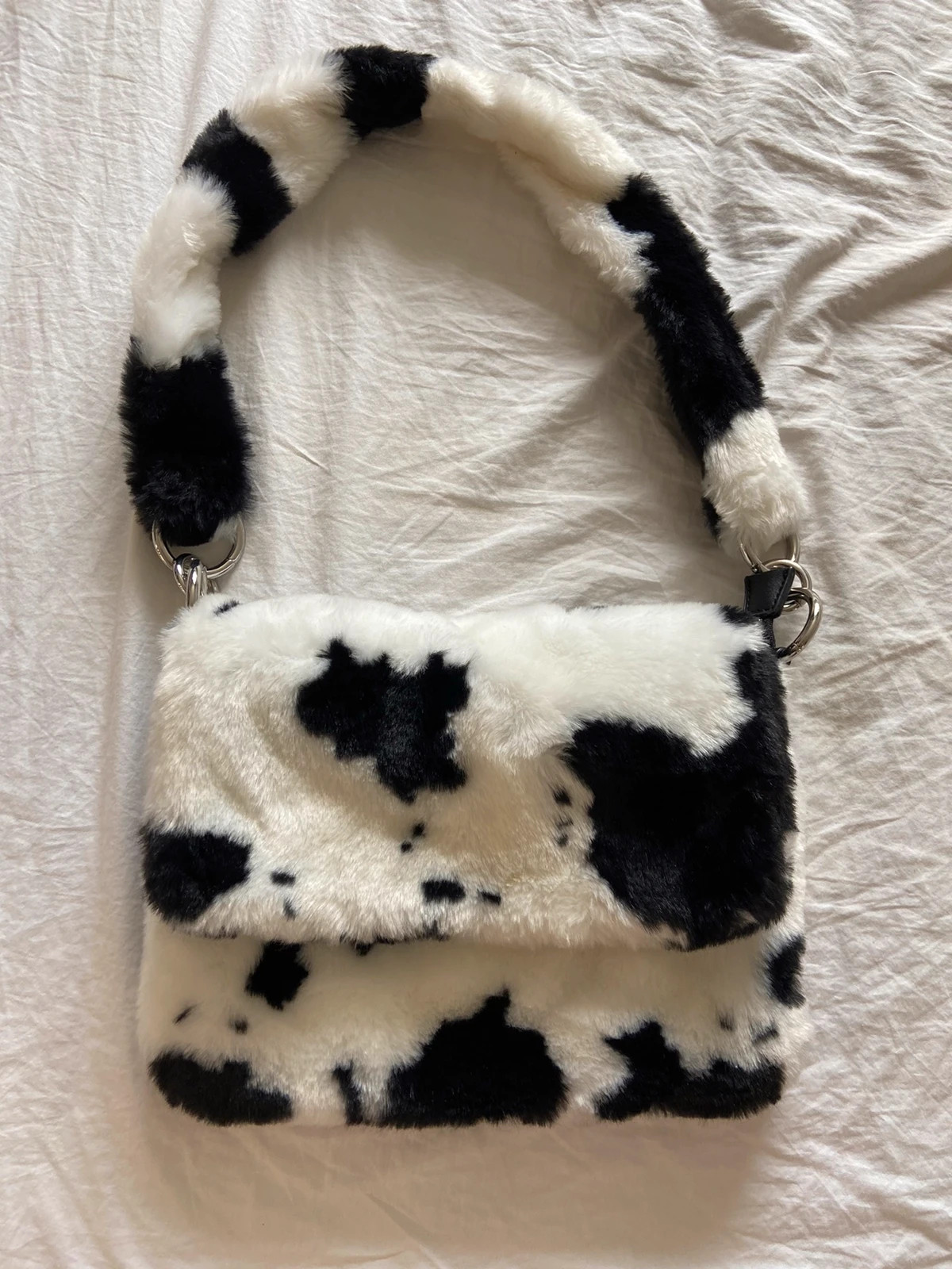 Vintage Topshop cow print fluffy bag