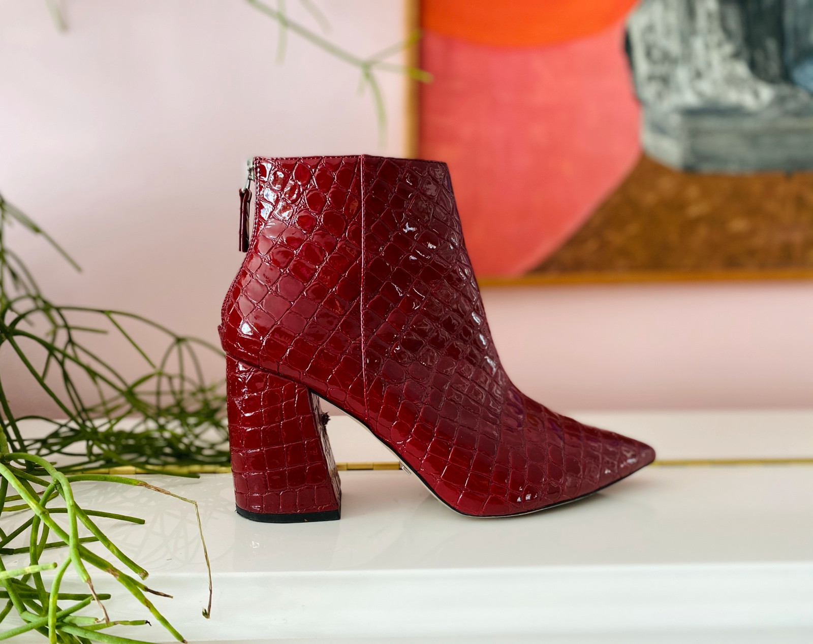 Red Crocodile Patent Leather Boots Vinted