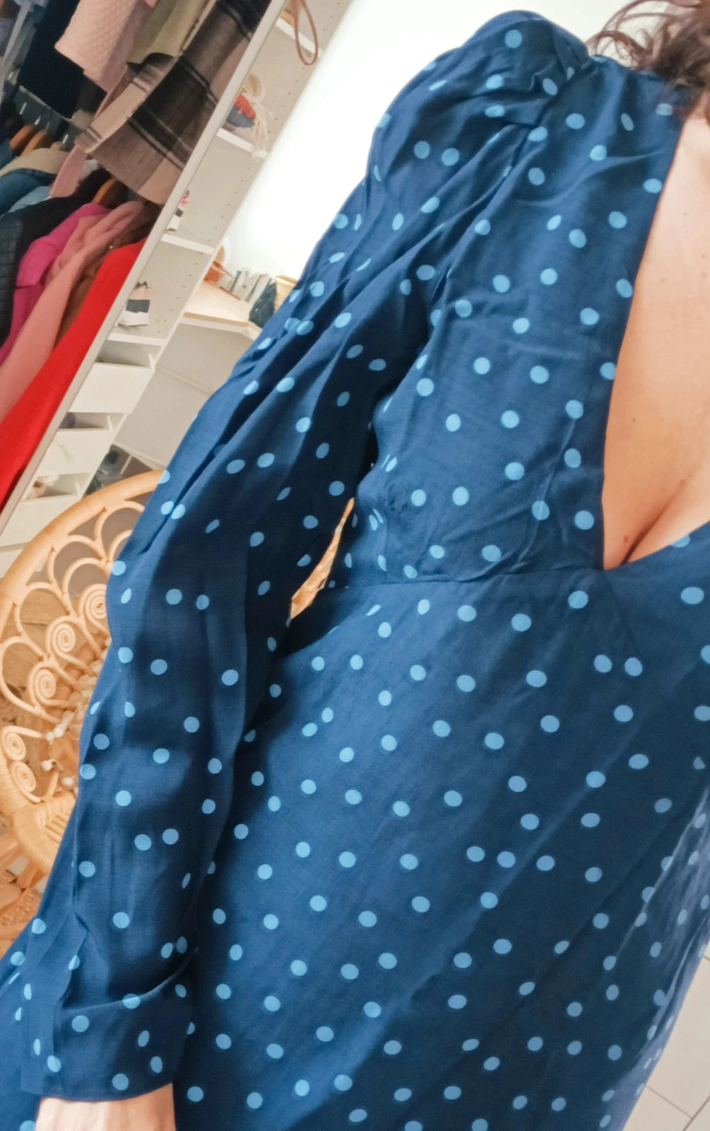 Robe longue Zara bleu pois M Vinted