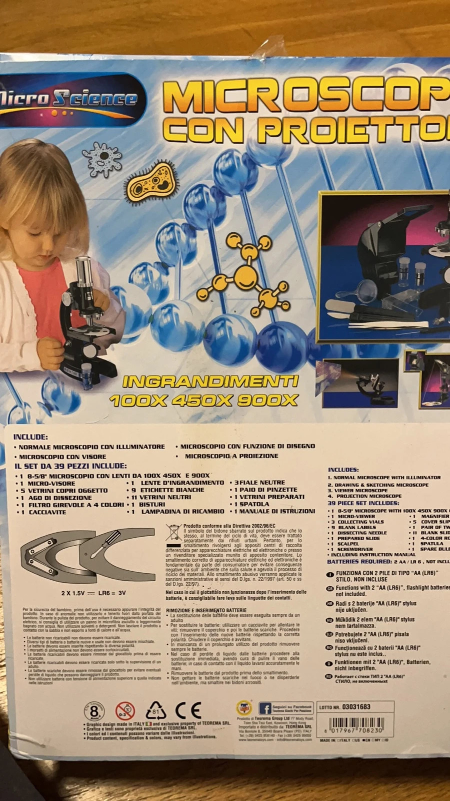 microscopio giocattolo per bambini