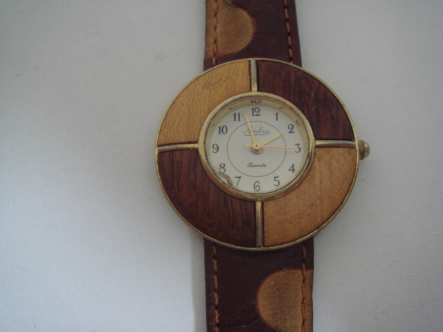 montre ancienne Ambre lunette en bois diam tre 3 5 cm