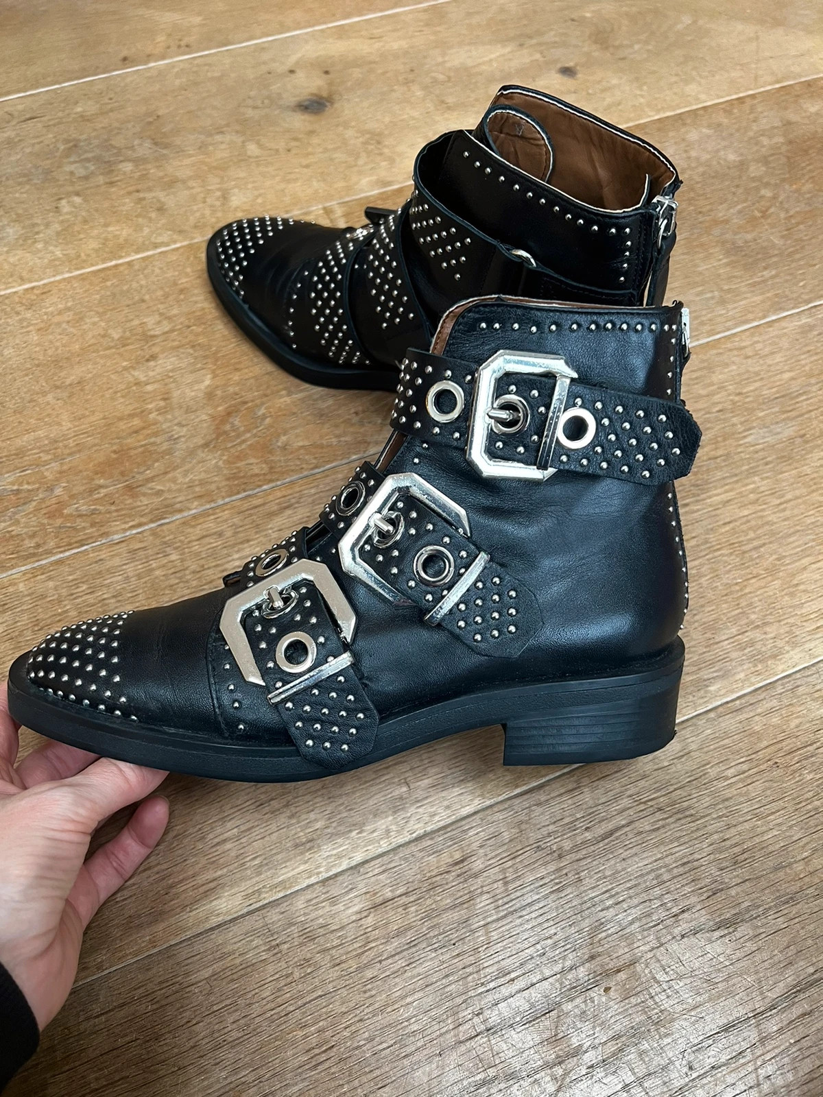 Zara studded sales leather ankle boots