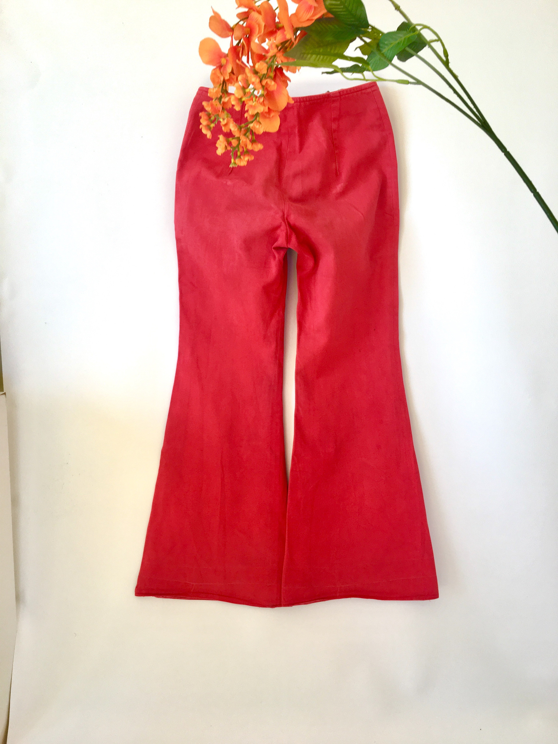 Pantalon vintage patte d'éléphant/ évasé rouge des années 80