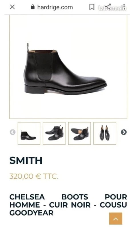 Smith - Chaussures boots homme - cuir noir - cousu goodyear