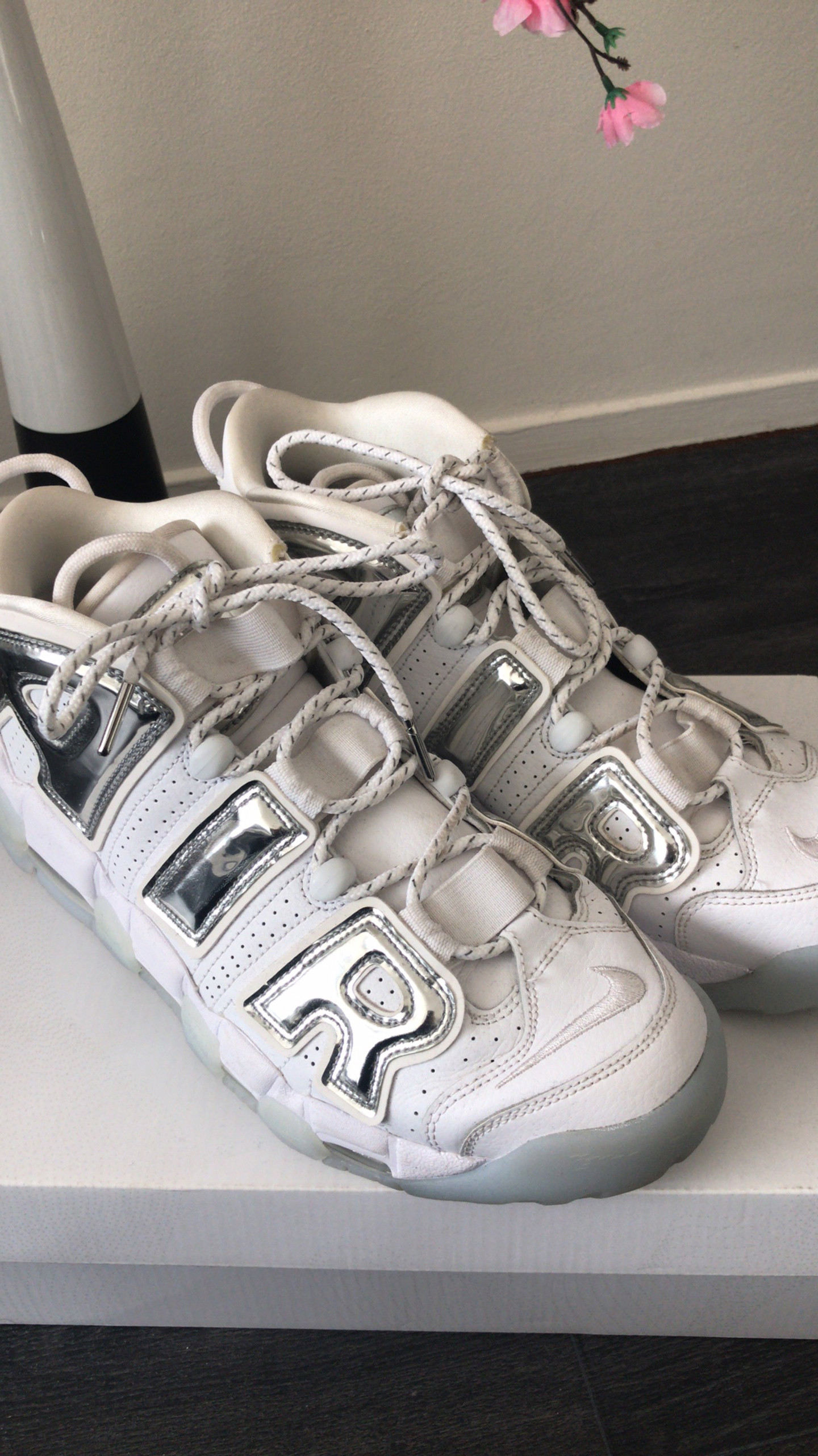 Nike Air More Uptempo white/chrome/blue tint | Vinted