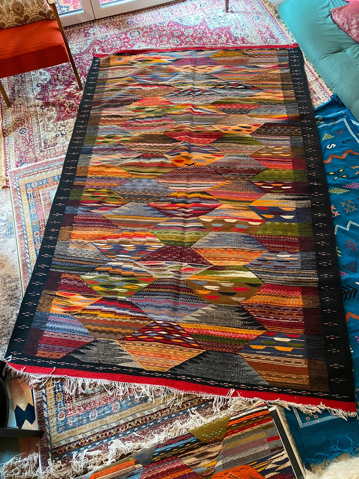 Hand made wool berber rug