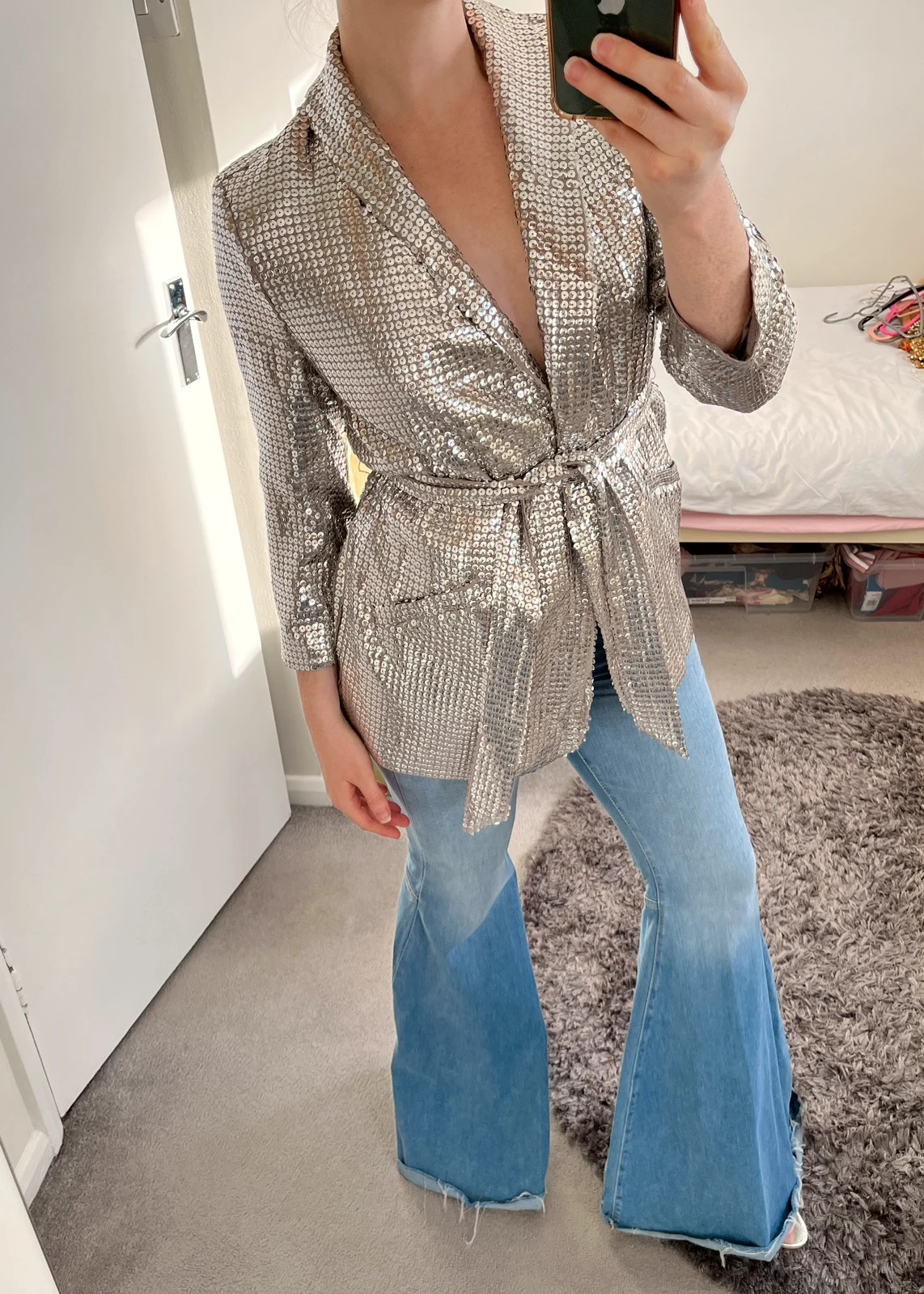 Silver blazer clearance outfit