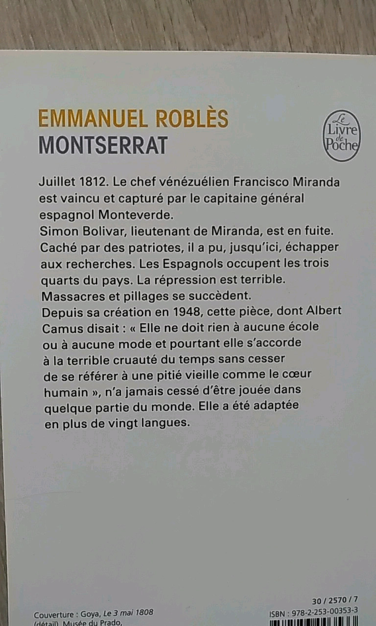 Montserrat - Livre de Emmanuel Roblès