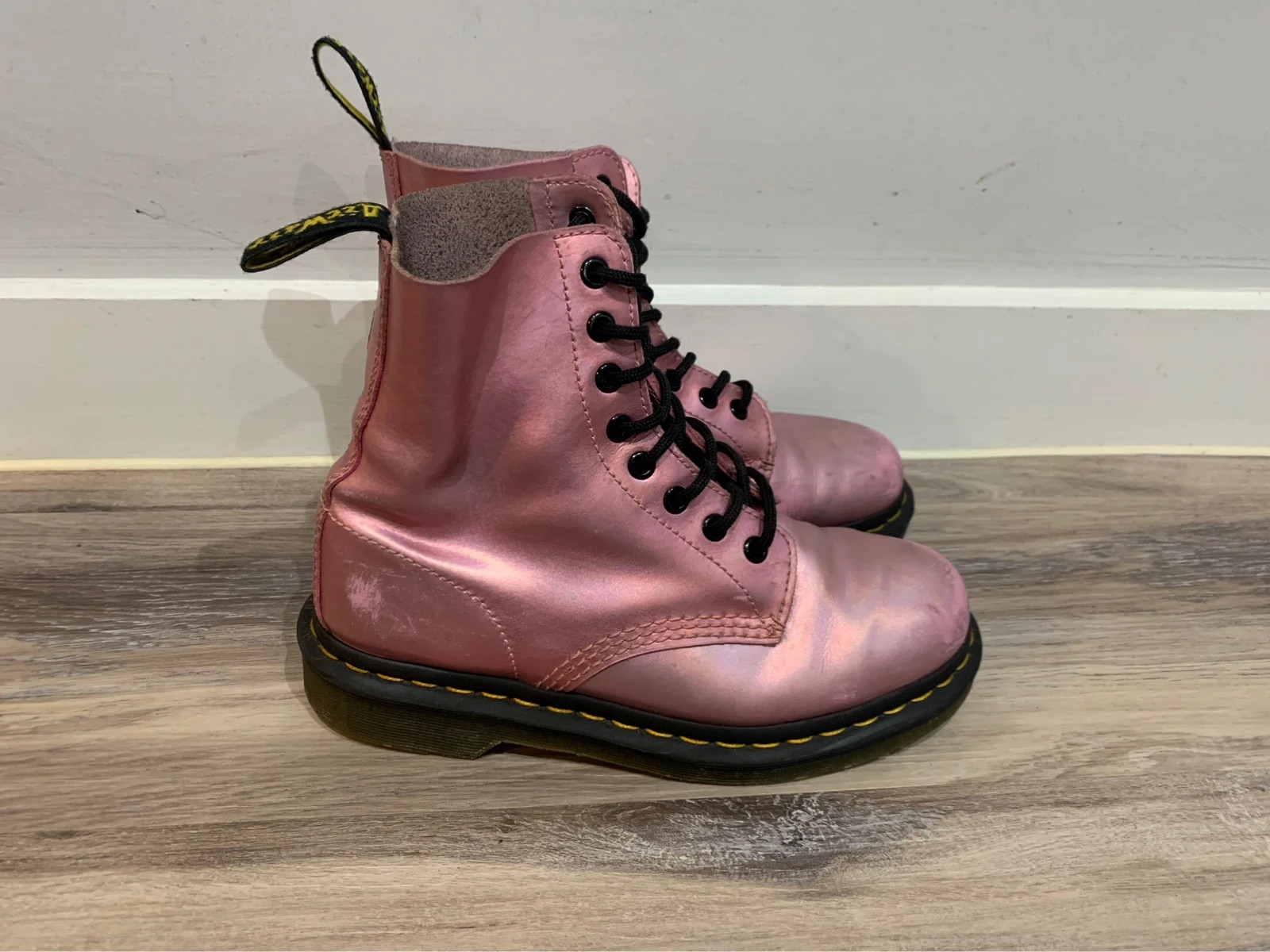 Pink holographic dr martens Vinted