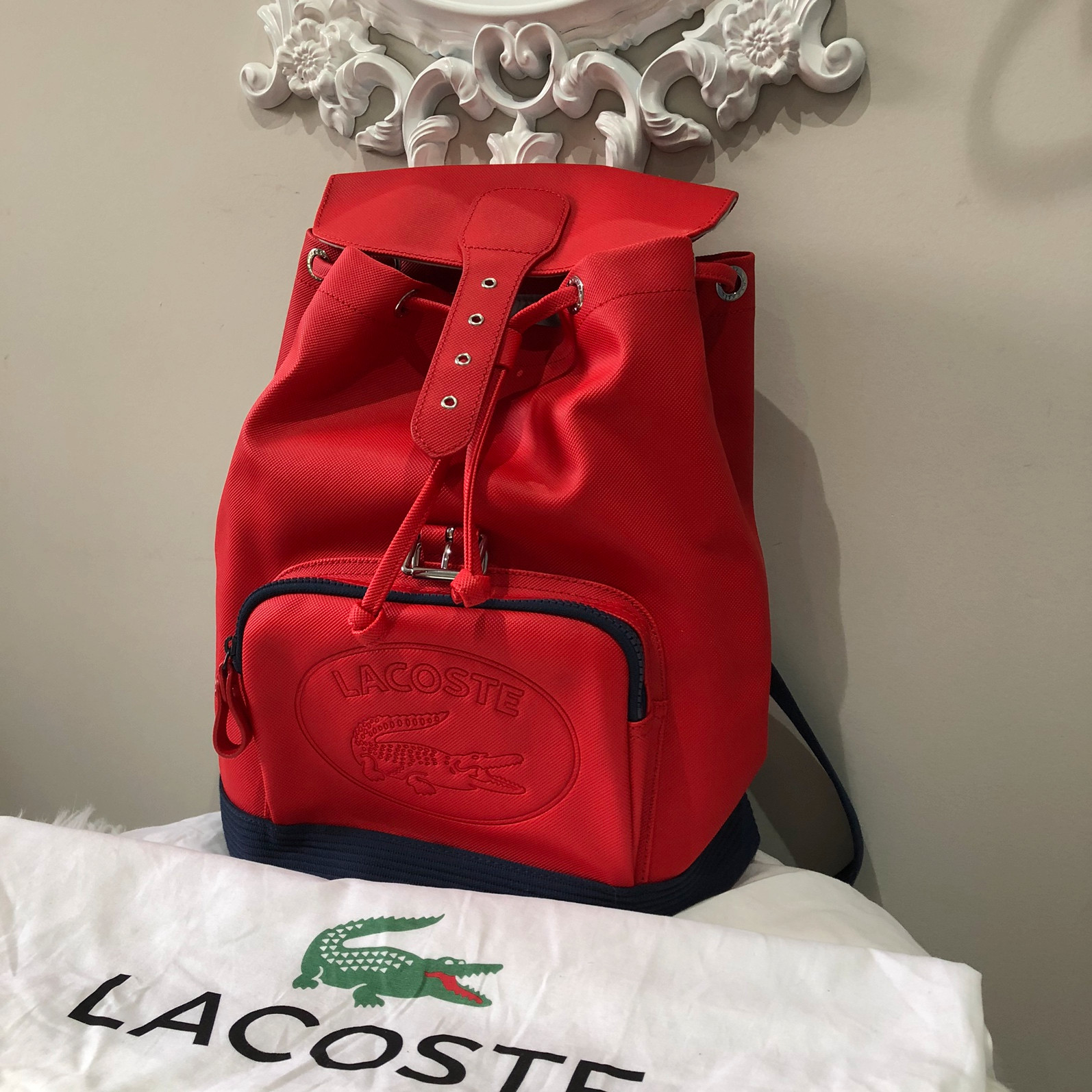 Red 2024 lacoste backpack