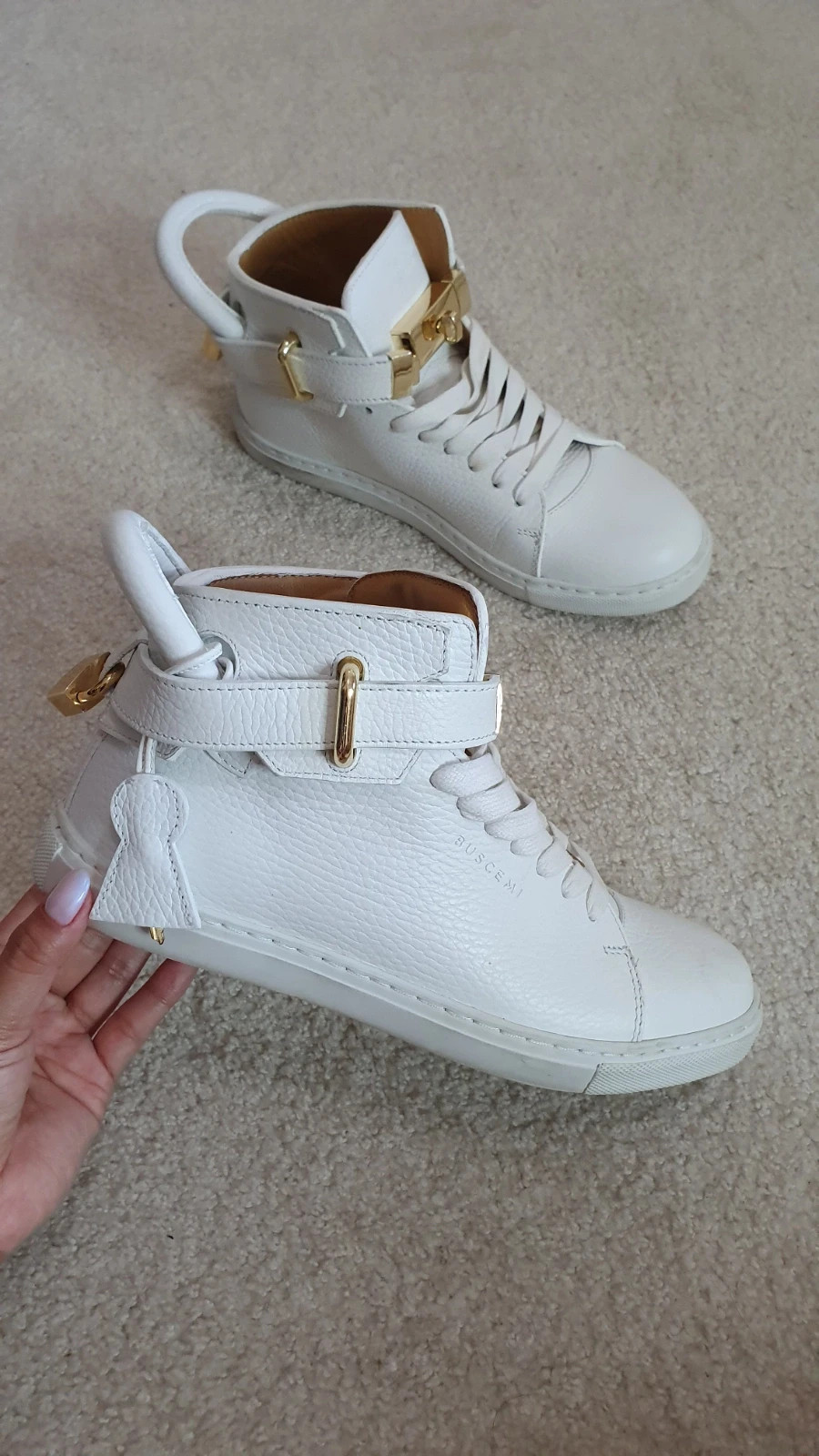 Buscemi 100MM White Leather Sneakers Size