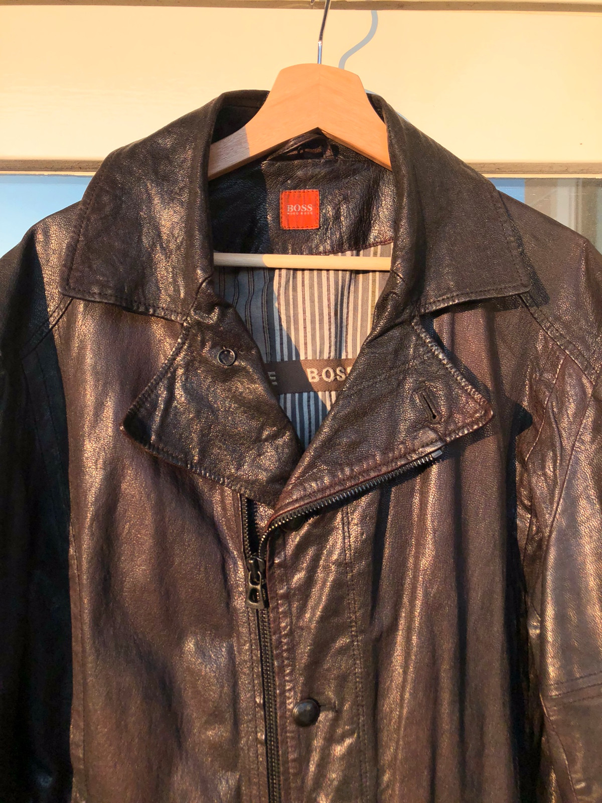 Leather hugo boss sale jacket