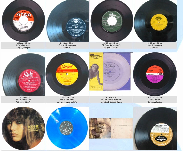 Disques vinyles 33 et 45 tours d'époque, musique, brocante
