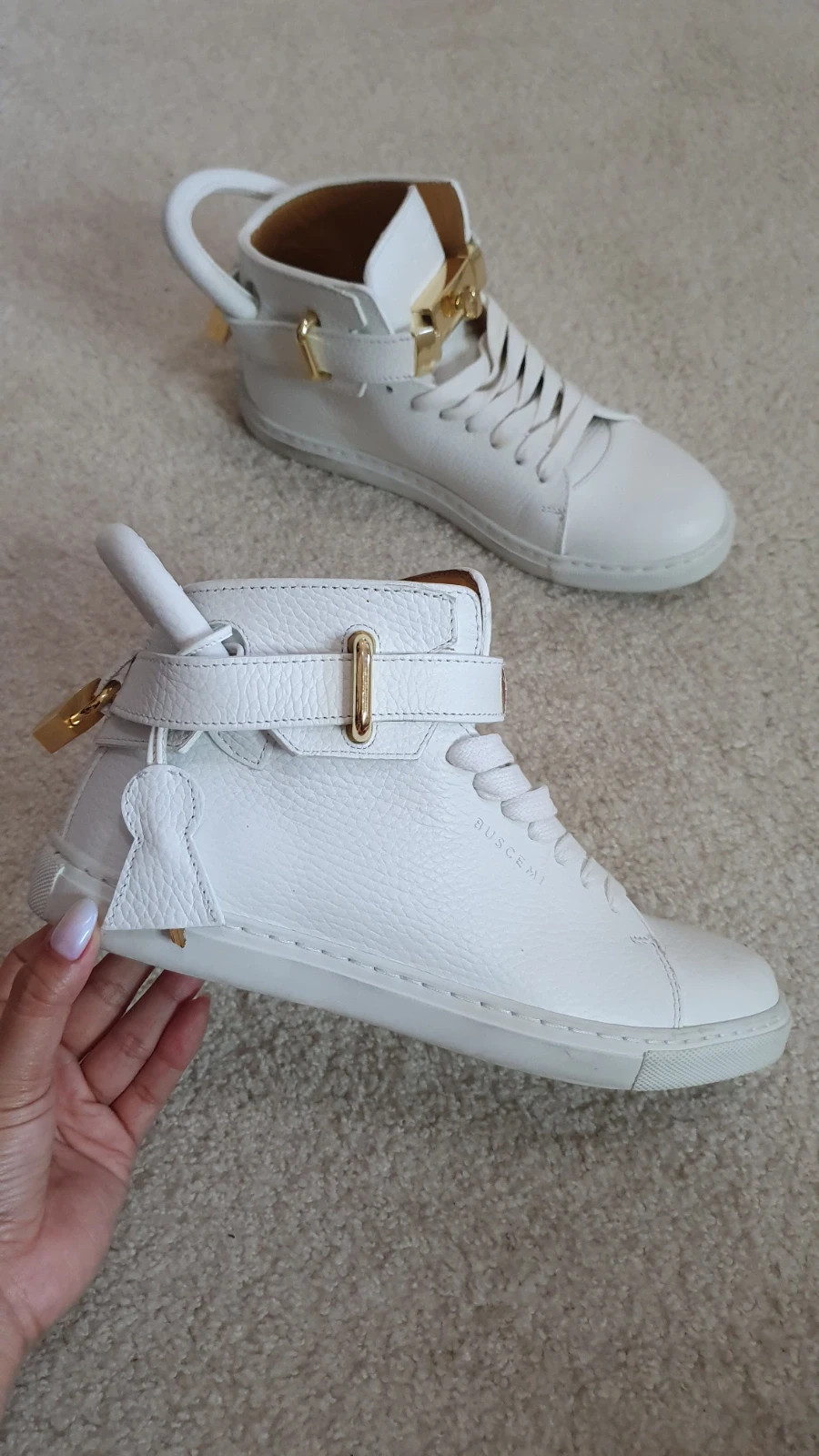 Buscemi 100MM White Leather Sneakers Size