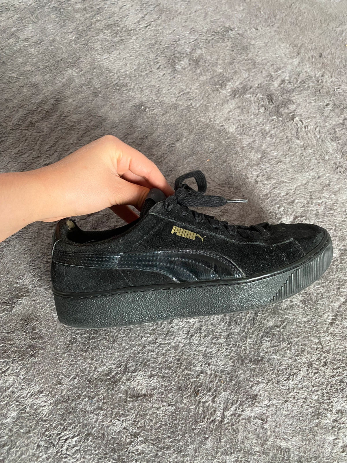 Basket puma noir daim clearance