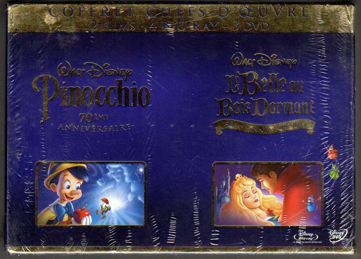 Coffret Disney chefs-d'oeuvre 2 films 4 DVD Pinocchio+La Belle au Bois D.