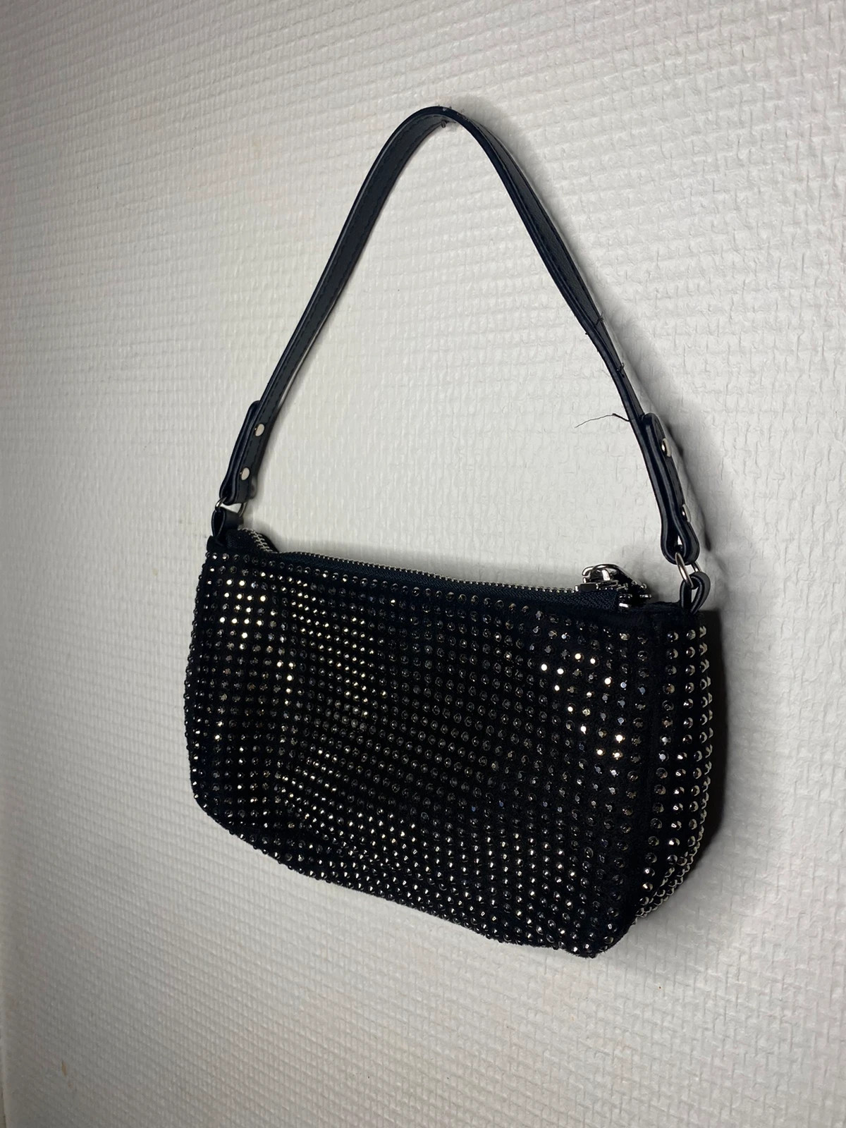 Sac baguette strass noir argent Stradivarius Vinted