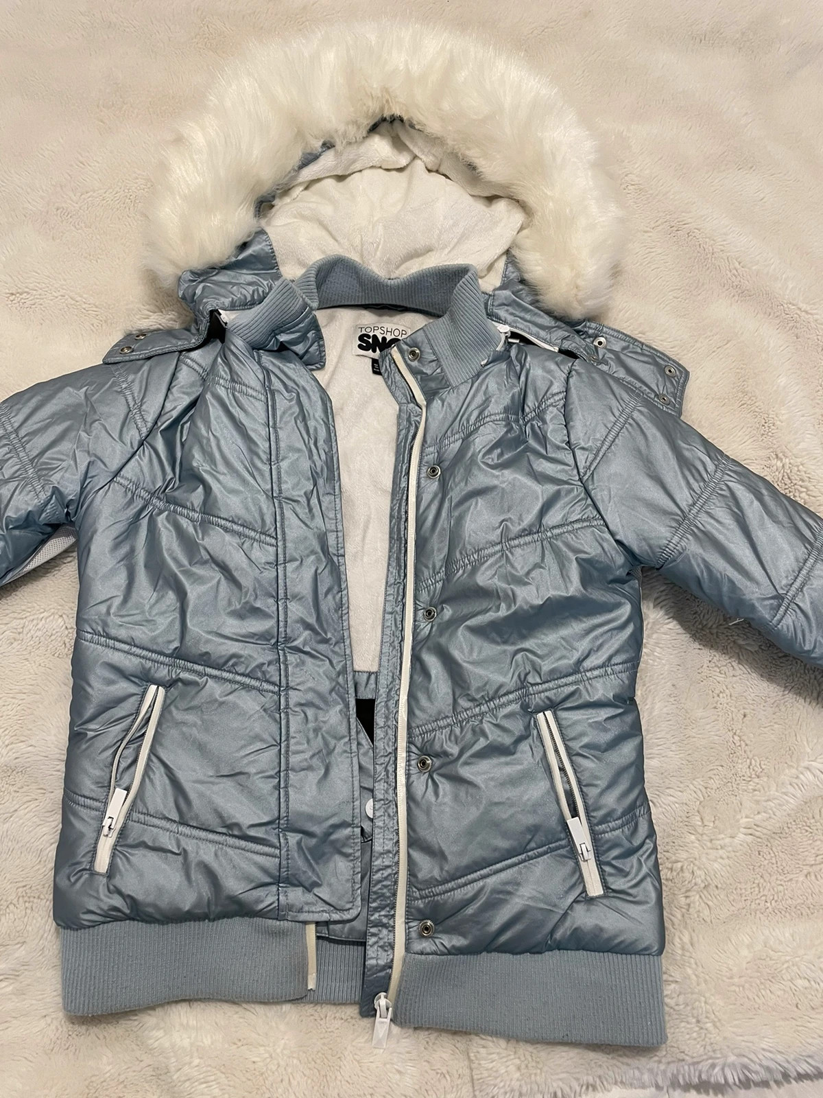 Topshop SNO Foil Camo Ski Jacket White/Silver UK 14 RRP £95 LN102