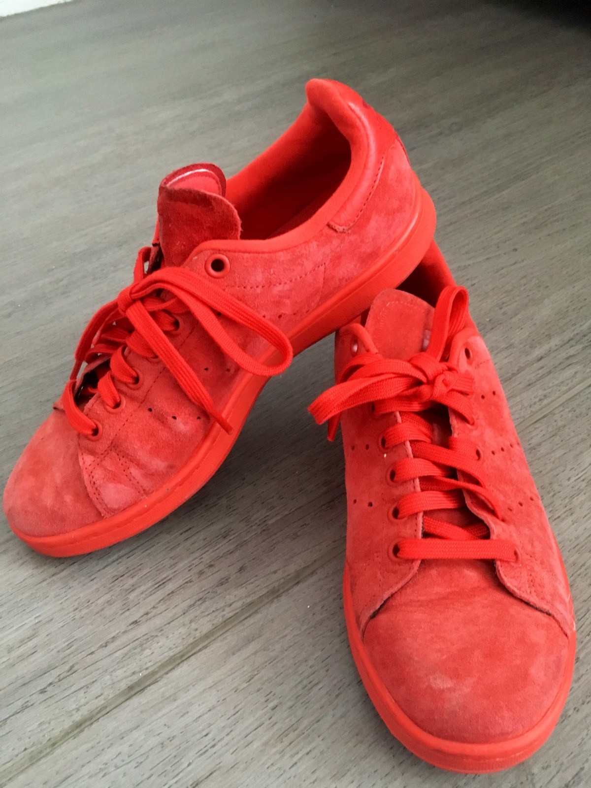 Stan smith femme rouge top daim