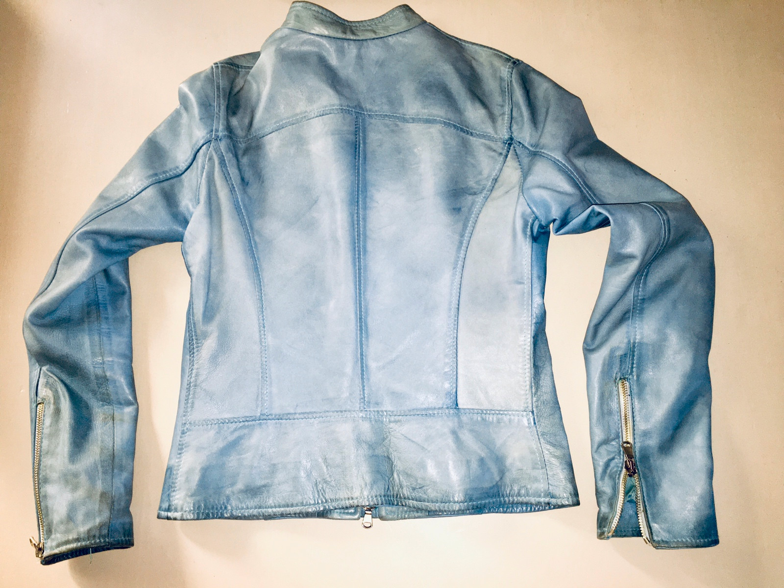 Veste en outlet cuir bleu ciel