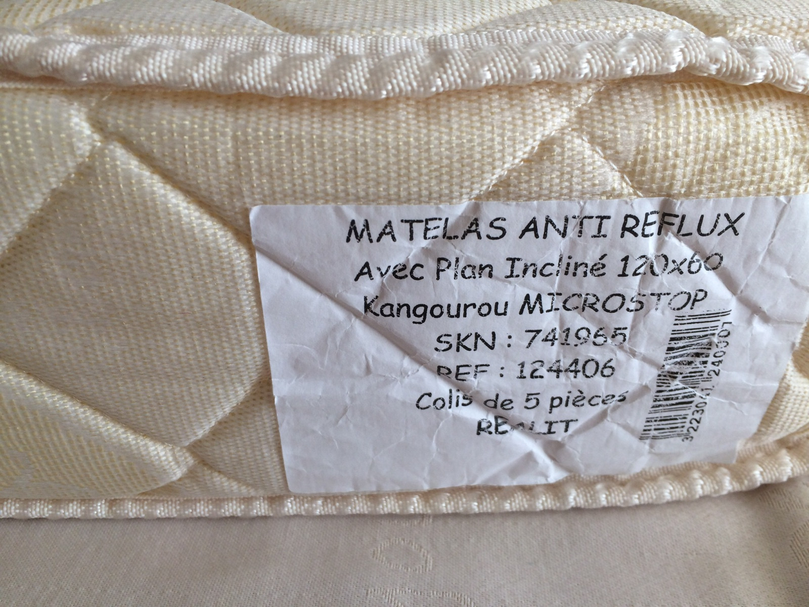 Matelas anti reflux coton bio 140x70