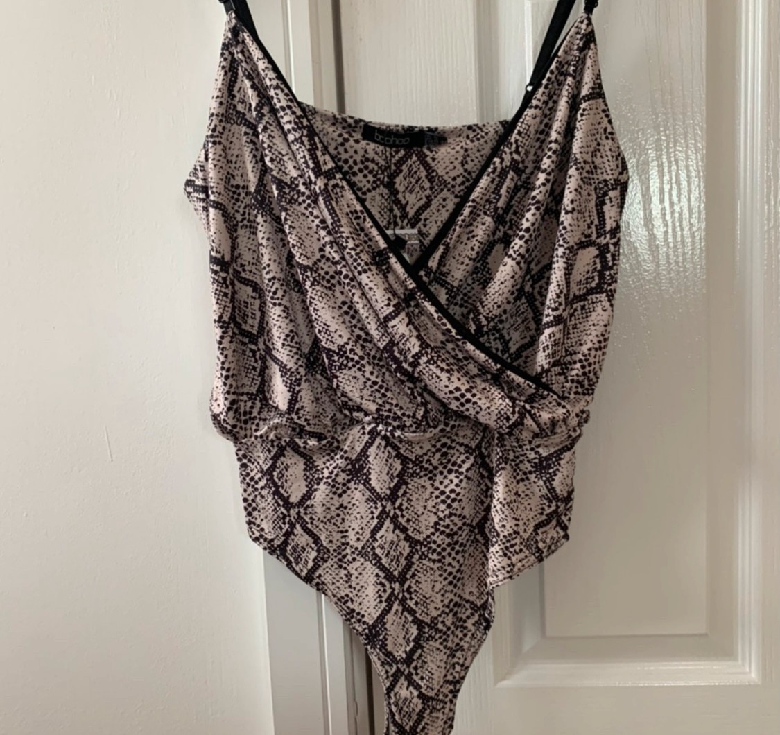 Snake Wrap Front Thong Bodysuit