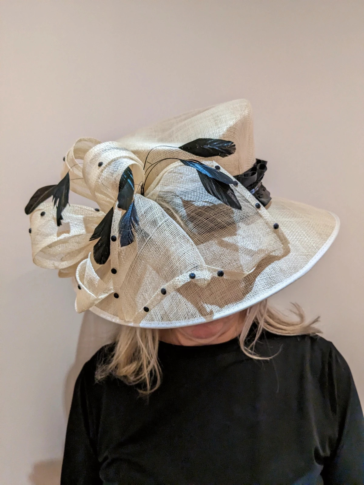 Black top wedding hat