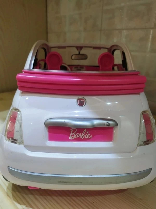 Barbie Fiat 500 Car NEW Y6857 Pink Convertible Beach Car Retired