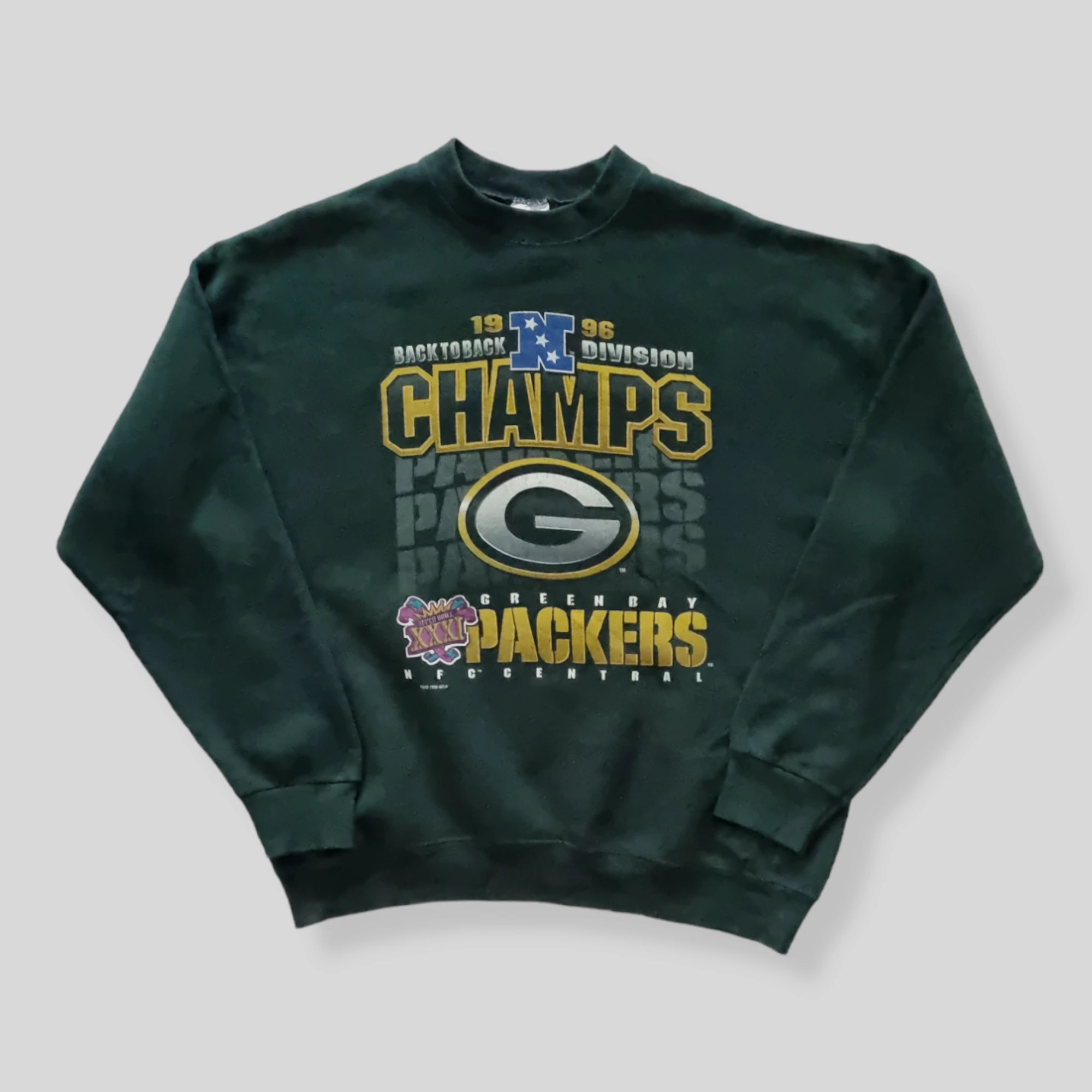 VINTAGE Green Bay Packers Sweatshirt Men Large Green Crew Neck Sweater 80s  90s