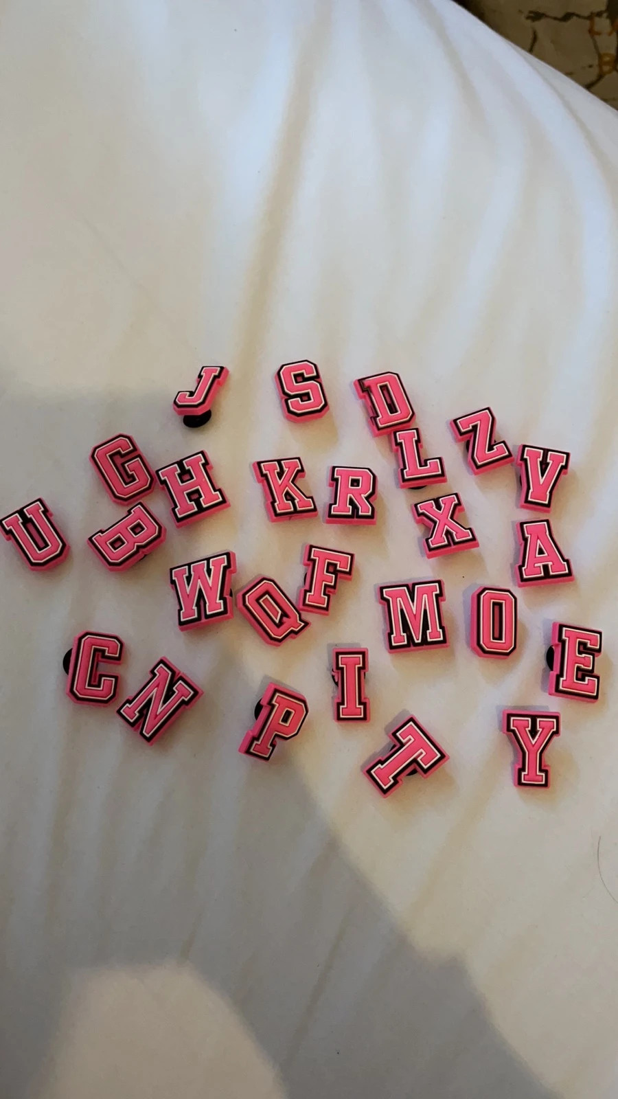 Pink alphabet jibbitz / croc charms