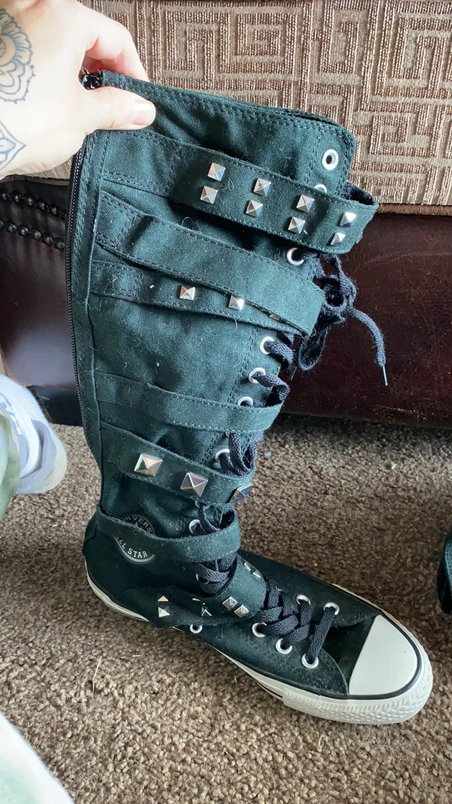 Rare black knee length converse. Buckles and studs male or female