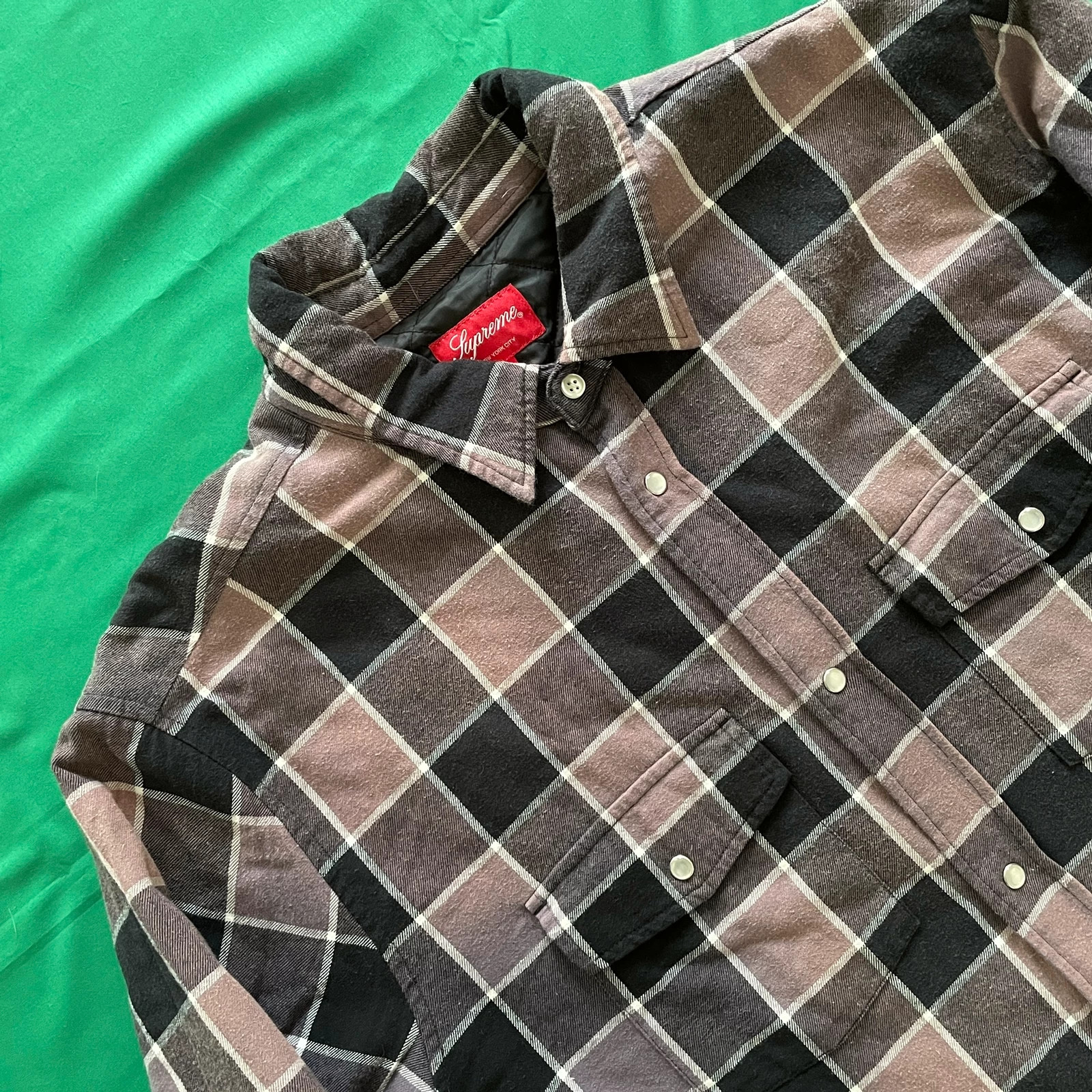 Supreme Quilted Arc Logo Flannel Shirt FW17 Vinted