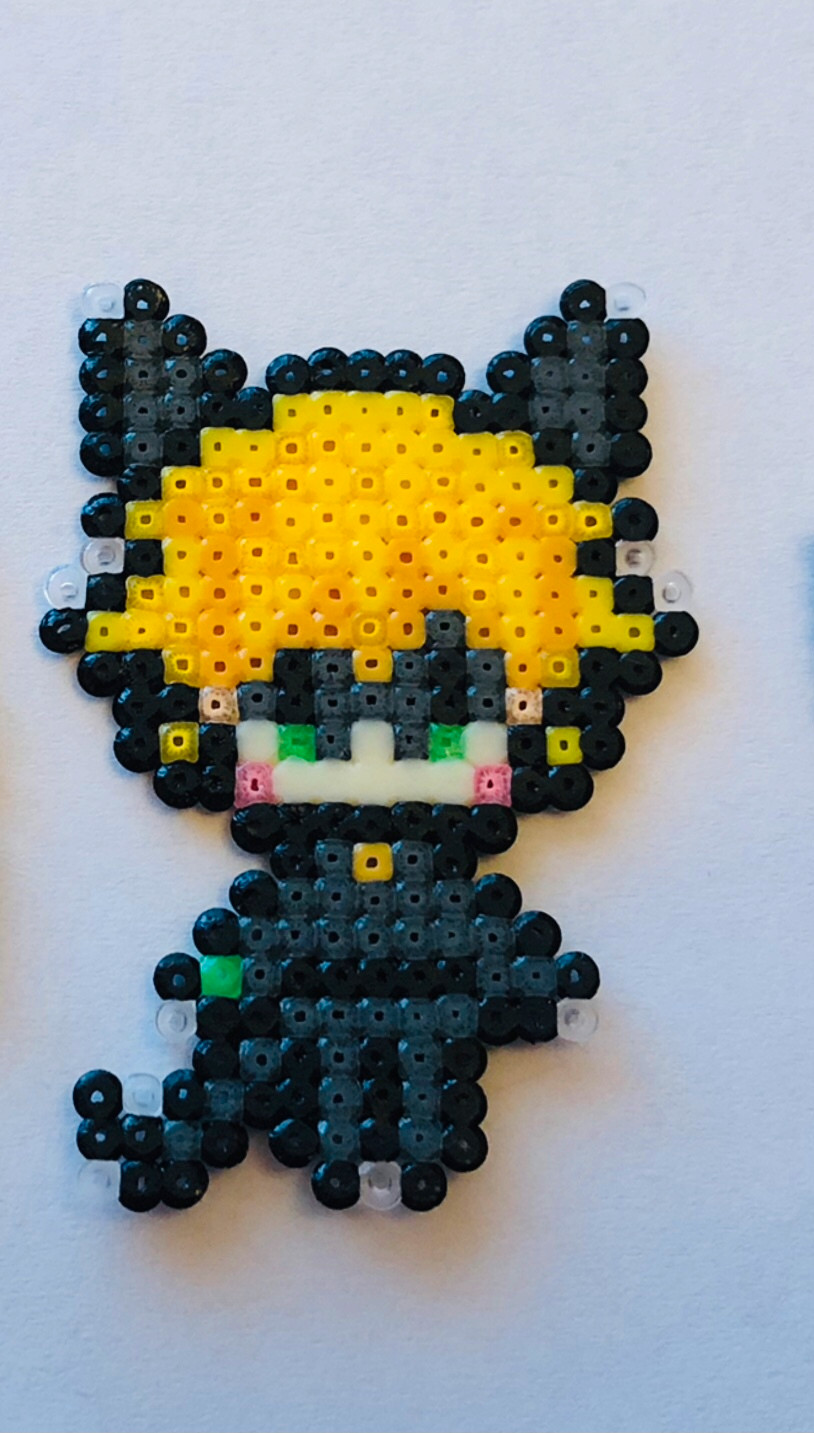 Portachiavi Hama beads gatto nero chat noir