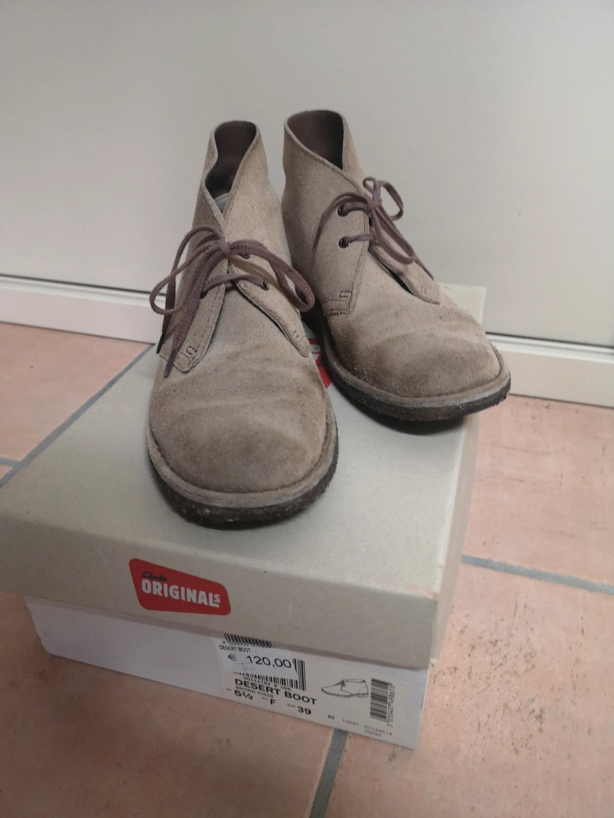 Taupe distressed suede clarks on sale