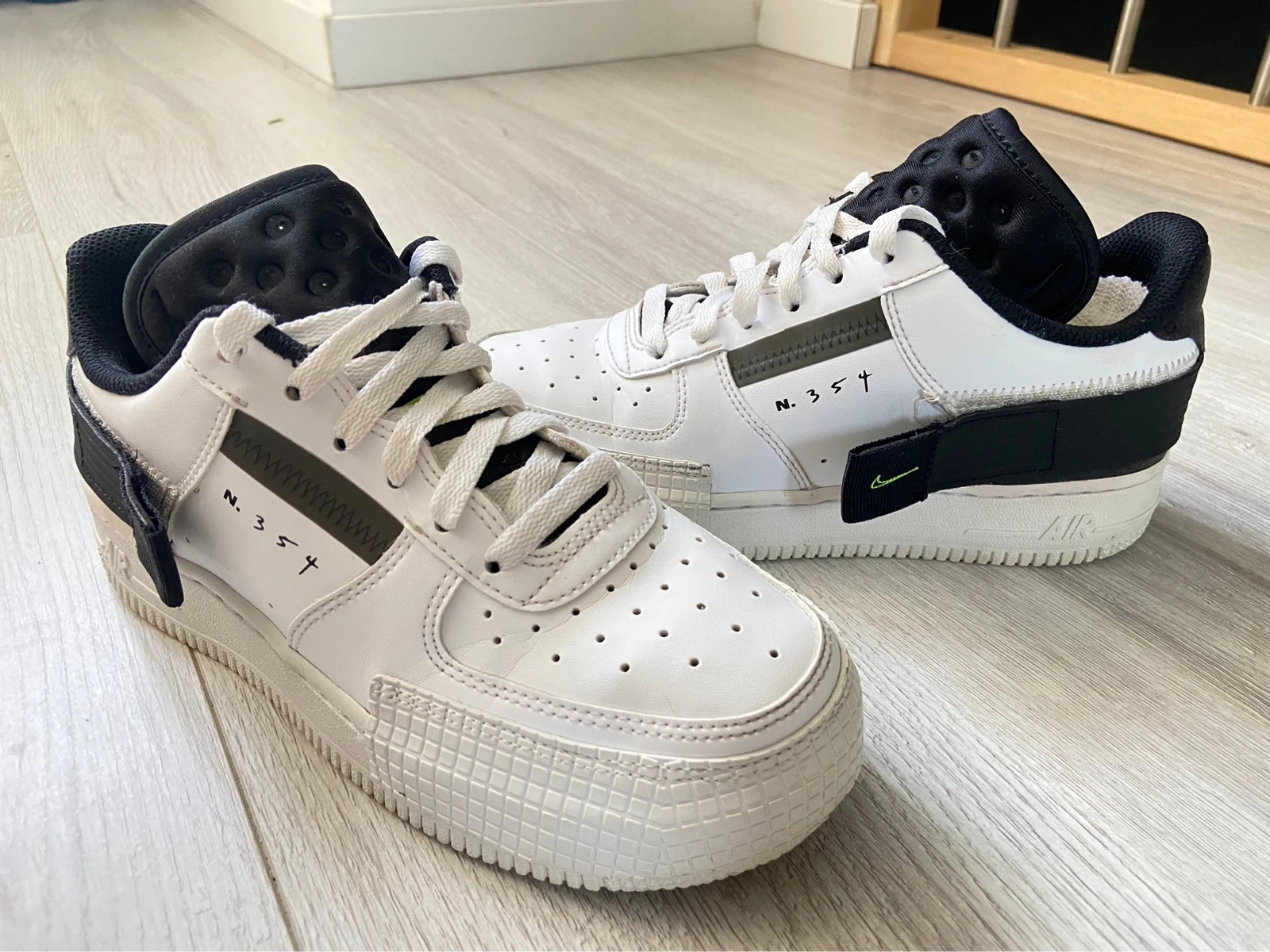 Nike air force 1 drop type white black volt hot sale