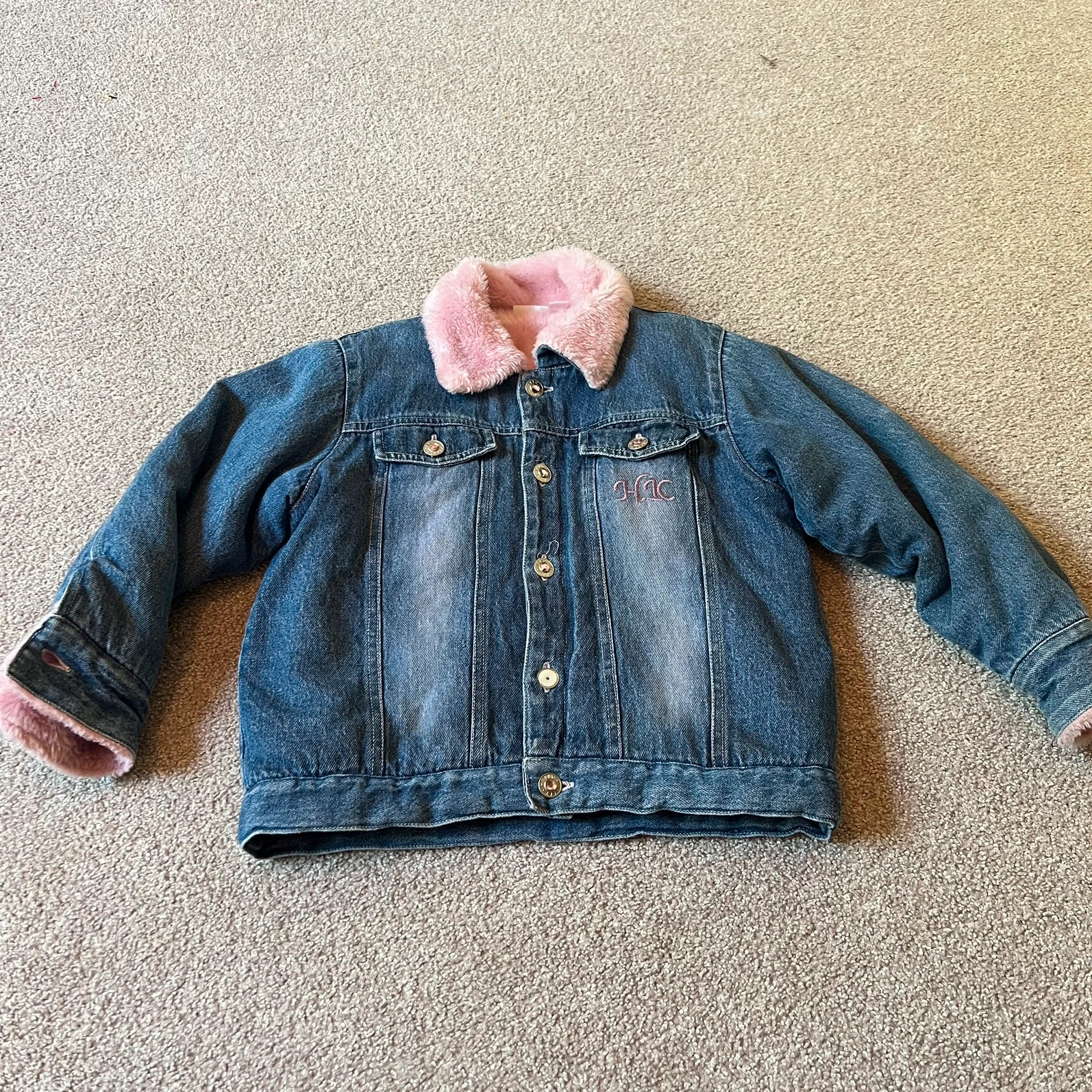 Y2K Hello Kitty Pink Fur Lined Jean Jacket Girls 6X Vinted